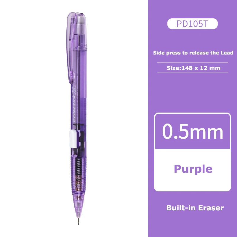 Mechanical Pencil PENTEL 0.5mm Transparent Anti Slip Japanese