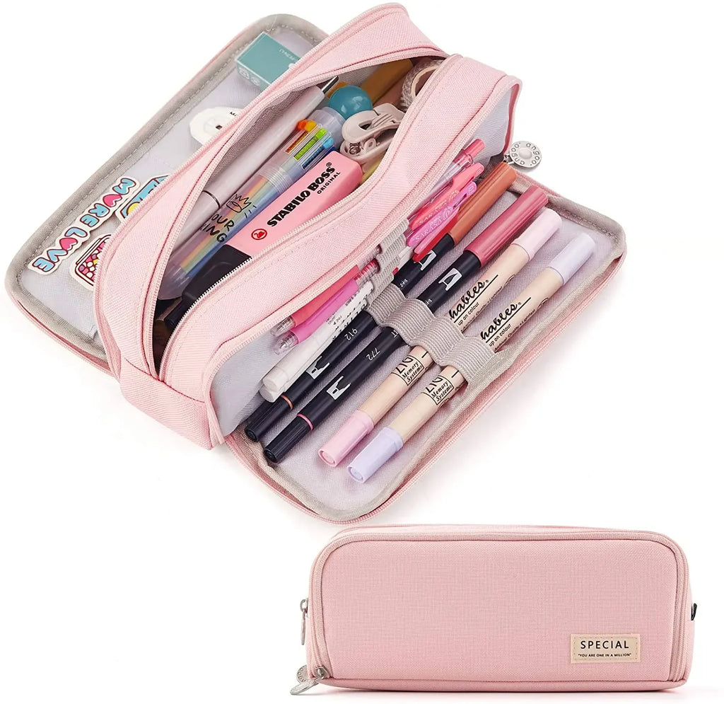 Pencil Case 3 Compartments  Large Capacity Kawaii