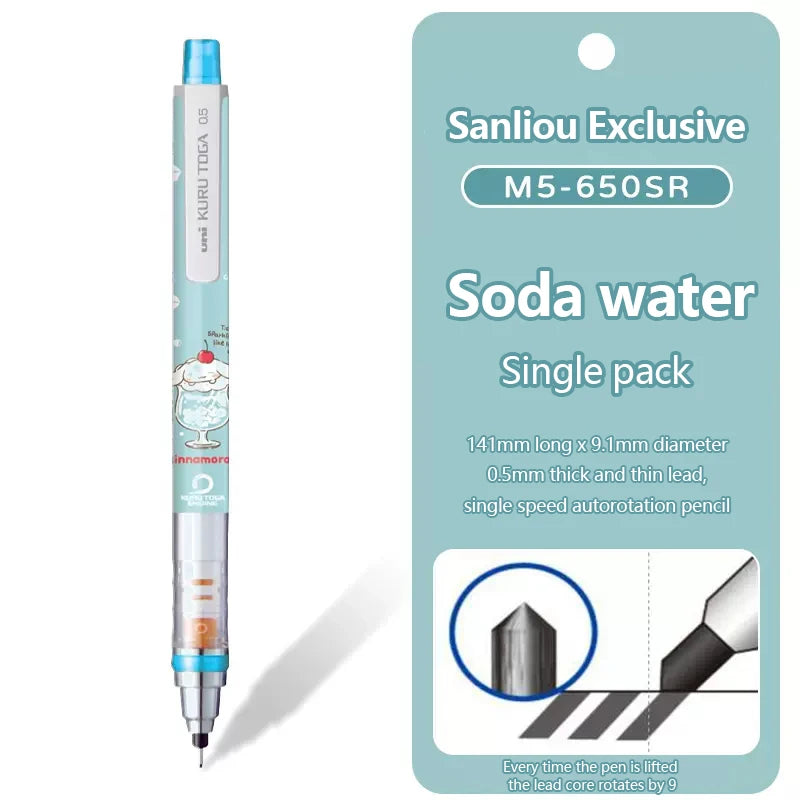 Mechanical pencil with packaging labeled 'Sanliou Exclusive M5-650SR Soda Water Single Pack' on a white background
