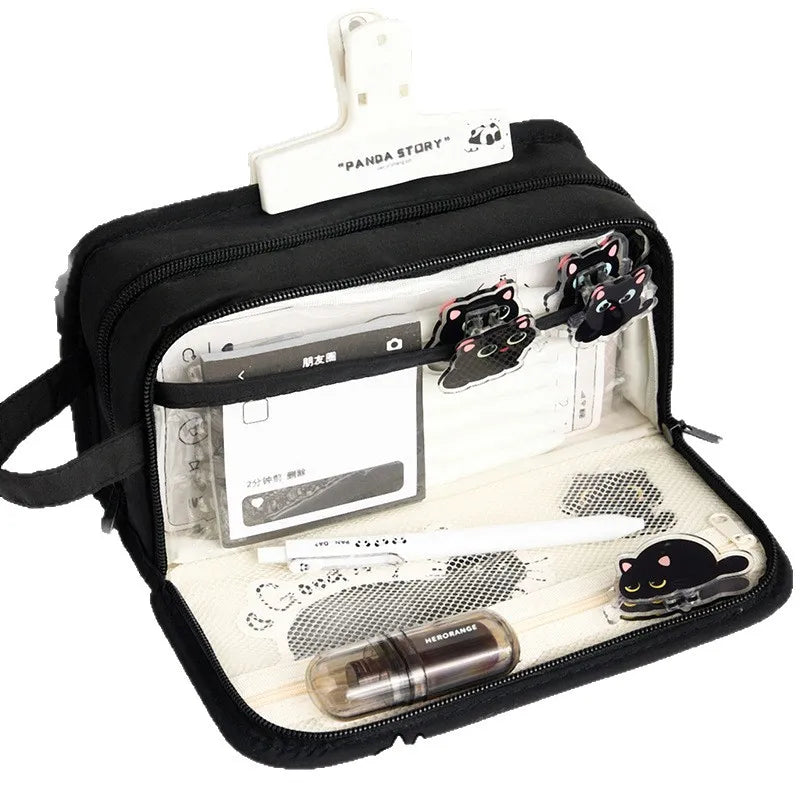 Pencil Case 2 Compartments Large Capacity Waterproof Kawaii