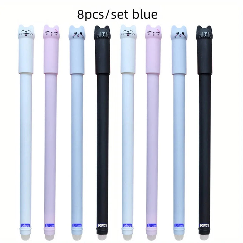 Gel Pens Cat Erasable 0.5mm  4/8/12pcs Fun Kawaii