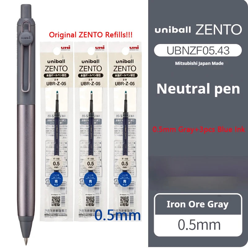 UNI-ball ZENTO Aluminum Grip Metal Pen,0.38/0.5mm With Original Refills