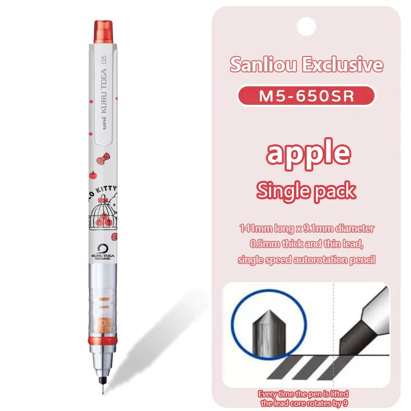 Mechanical pencil with packaging labeled 'Sanliou Exclusive M5-650SR apple Single pack' on a white background