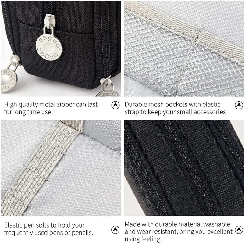 Pencil Case 3 Compartments  Large Capacity Kawaii