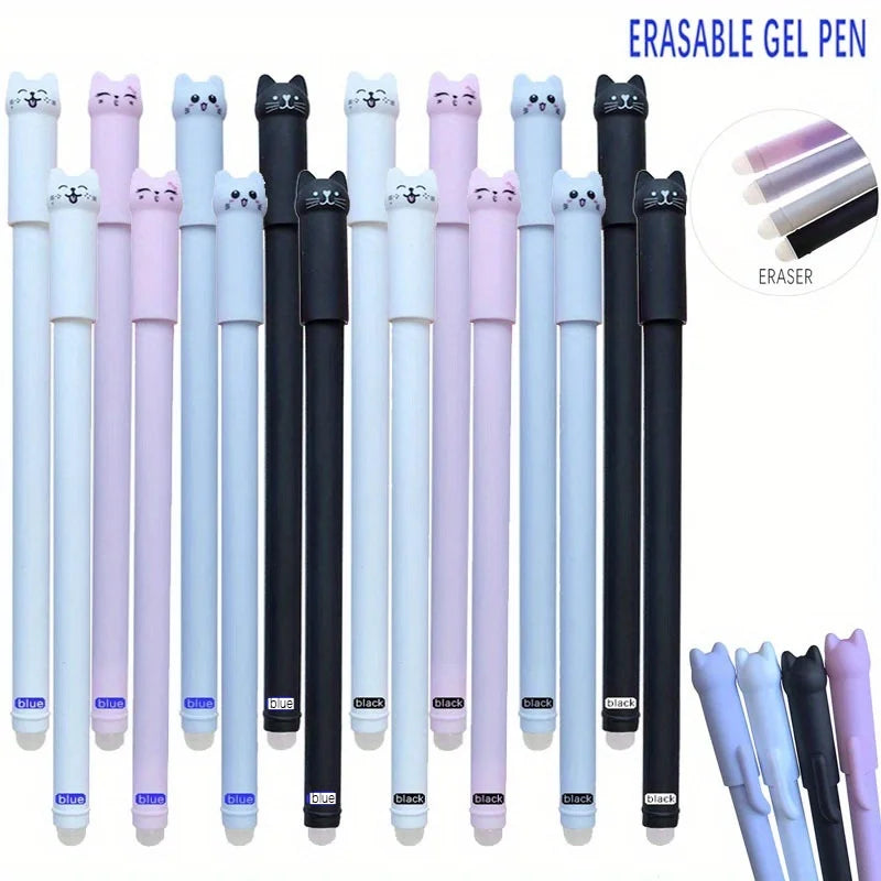 Gel Pens Cat Erasable 0.5mm  4/8/12pcs Fun Kawaii