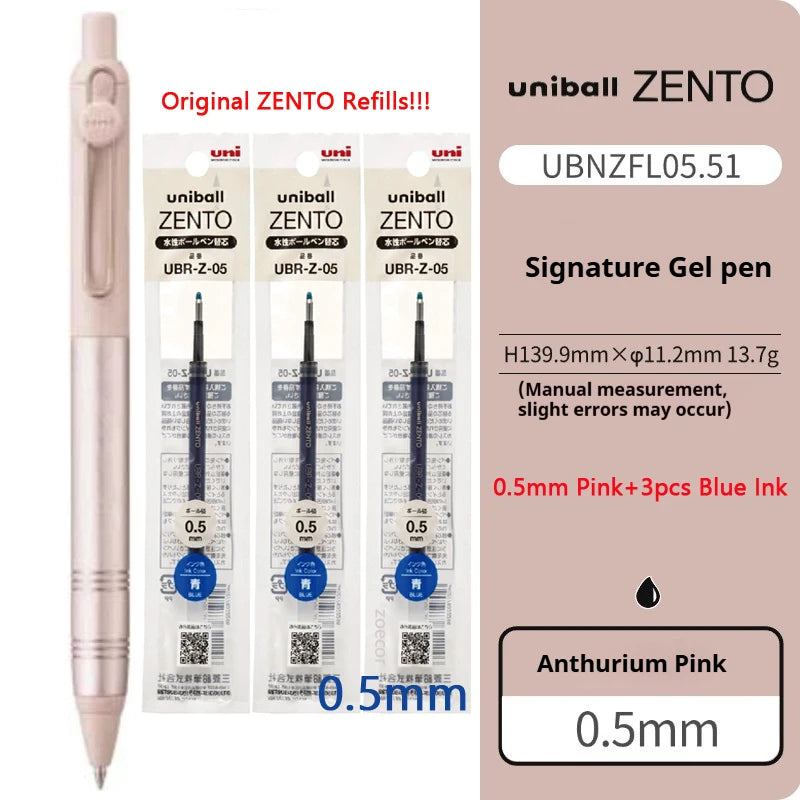 UNI-ball ZENTO Aluminum Grip Metal Pen,0.38/0.5mm With Original Refills