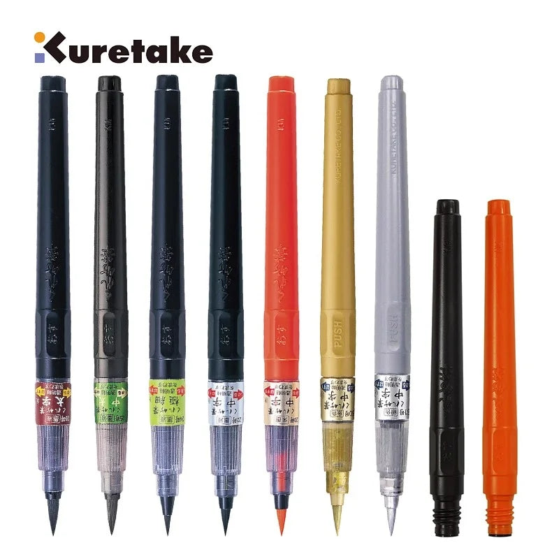 Japan ZIG Kuretake Fude Brush Pen, Medium tip marker, Black Ink Refillable