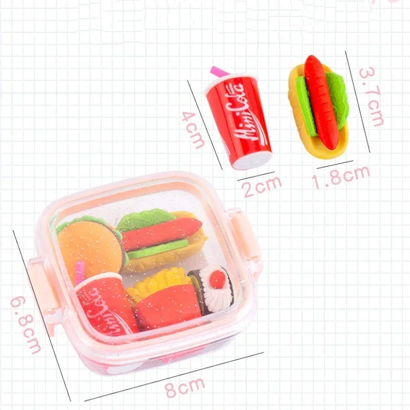 Eraser Set Bento Box Dessert/Makeup/FastFood Fun Kawaii