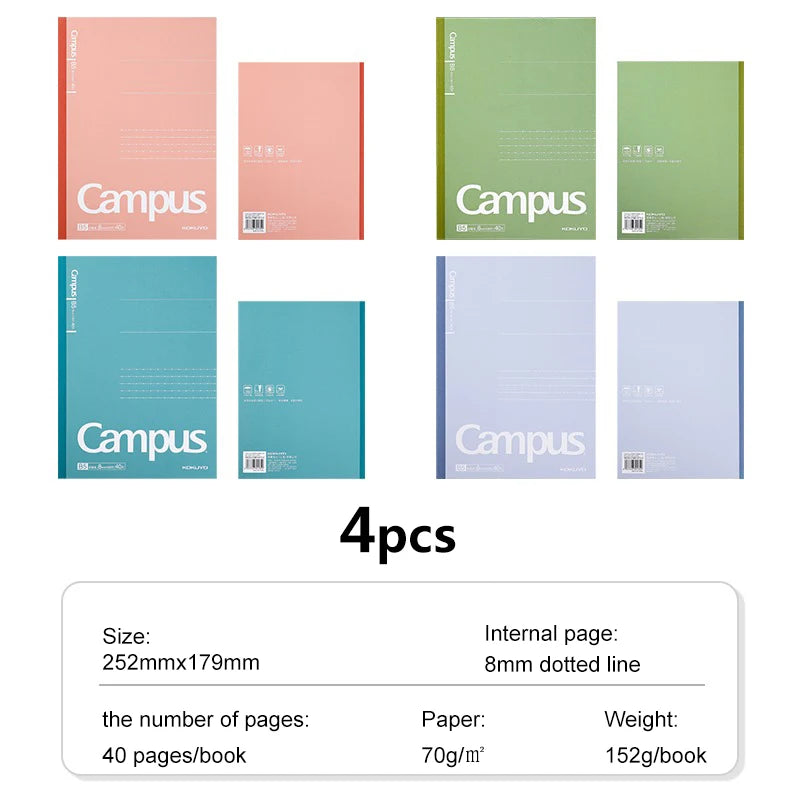 Set of four notebooks with 'Campus' branding in various colors on a white background.
