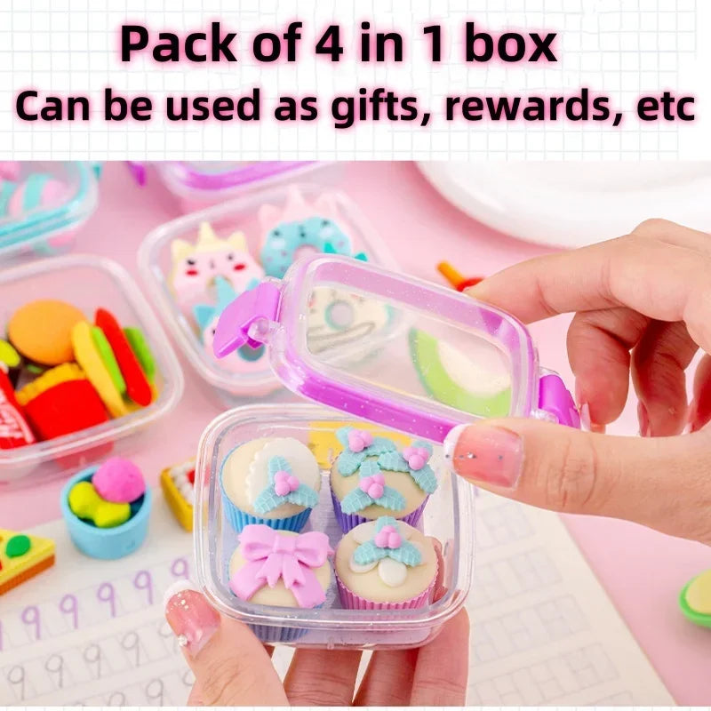 Eraser Set Bento Box Dessert/Makeup/FastFood Fun Kawaii