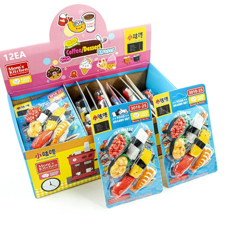 Eraser set Sushi 6 Pcs FUN Kawaii