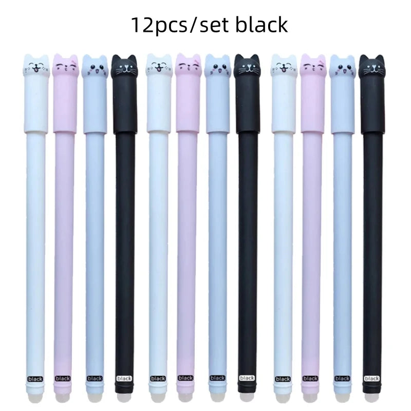 Gel Pens Cat Erasable 0.5mm  4/8/12pcs Fun Kawaii