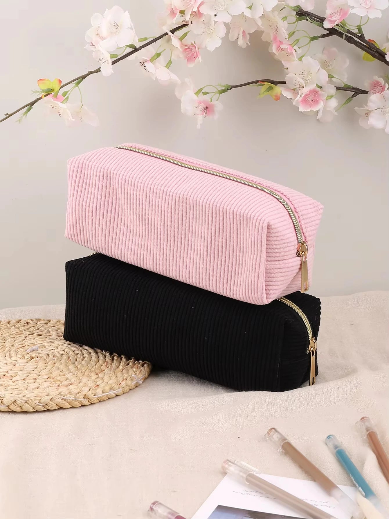 Pencil Case Solid Color 1pc Large Capacity