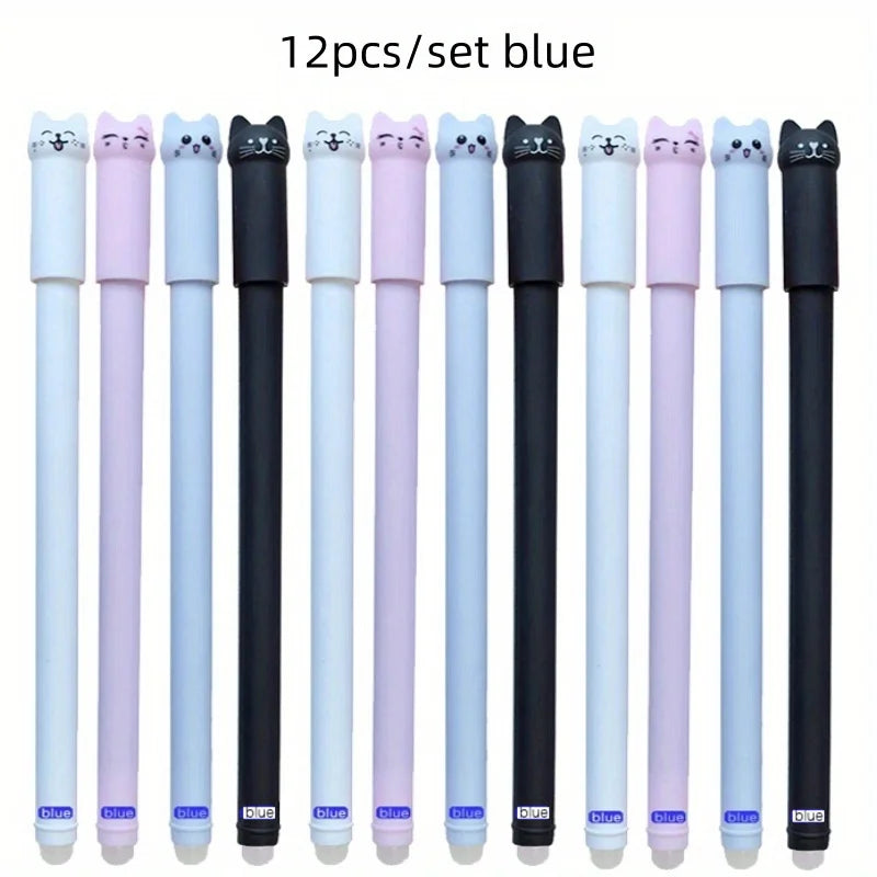 Gel Pens Cat Erasable 0.5mm  4/8/12pcs Fun Kawaii