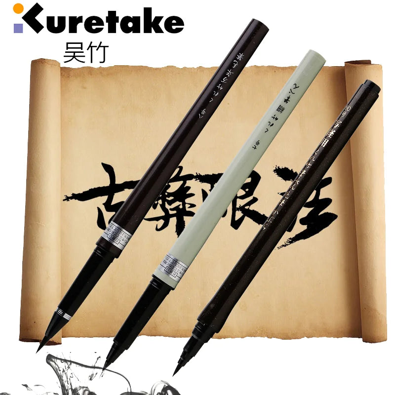 Japan ZIG Kuretake Fude Brush Pen, Medium tip marker, Black Ink Refillable