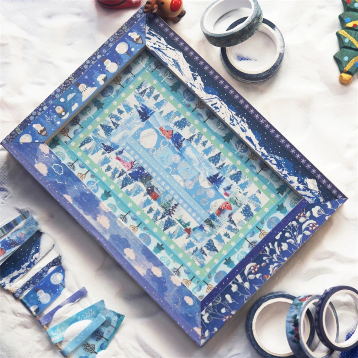 Washi Tape 19 pcs Blue Forest Snowflake Japanese