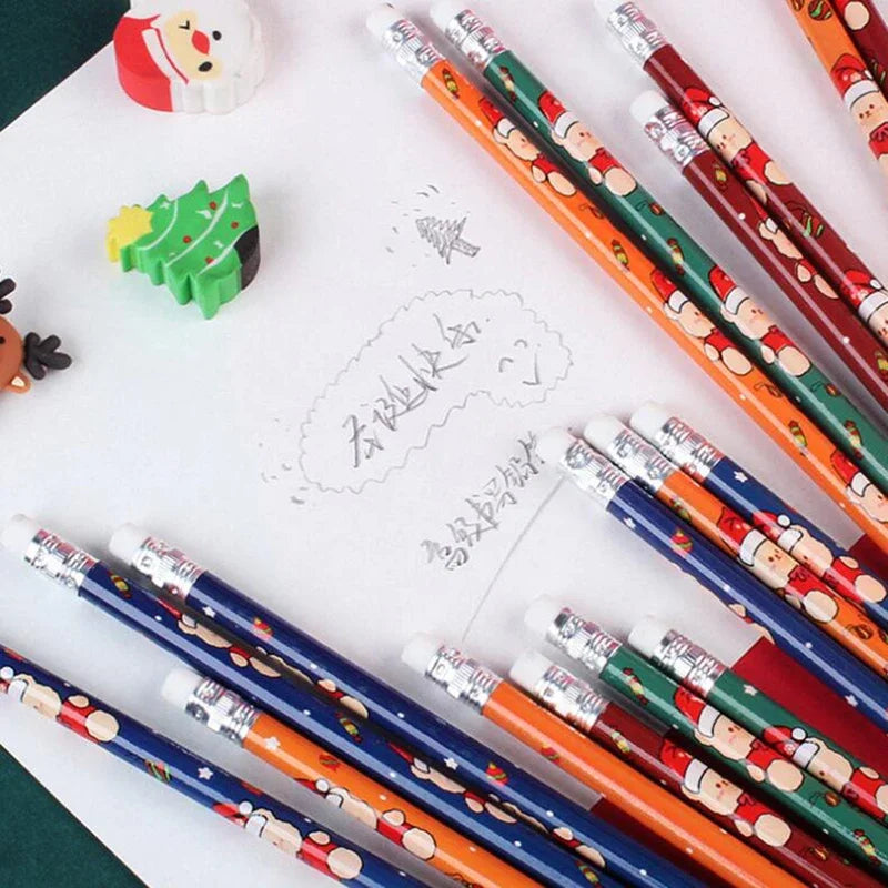 Pencils with Erasers Christmas 6 pcs Kawaii
