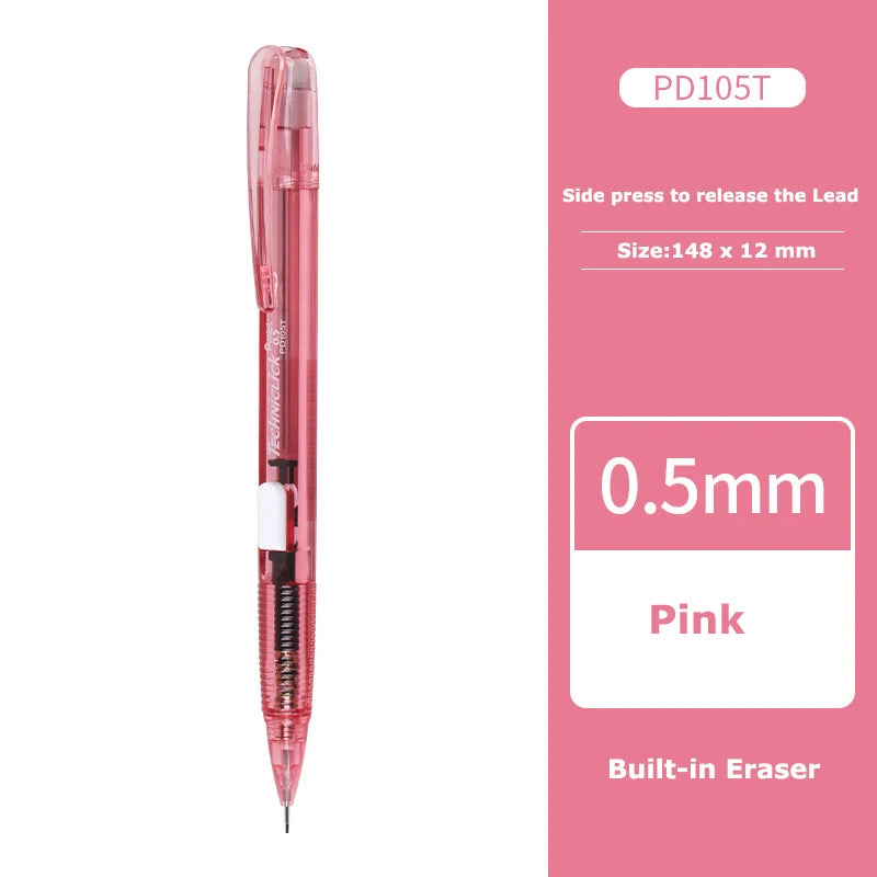 Mechanical Pencil PENTEL 0.5mm Transparent Anti Slip Japanese