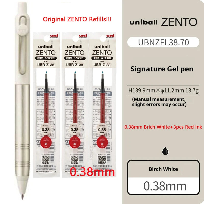 UNI-ball ZENTO Aluminum Grip Metal Pen,0.38/0.5mm With Original Refills