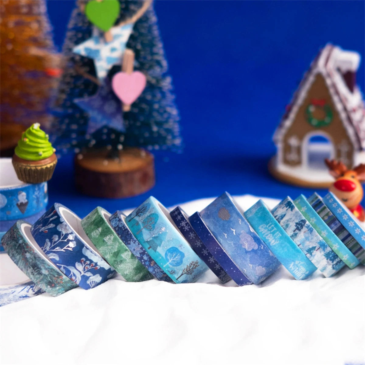 Washi Tape 19 pcs Blue Forest Snowflake Japanese