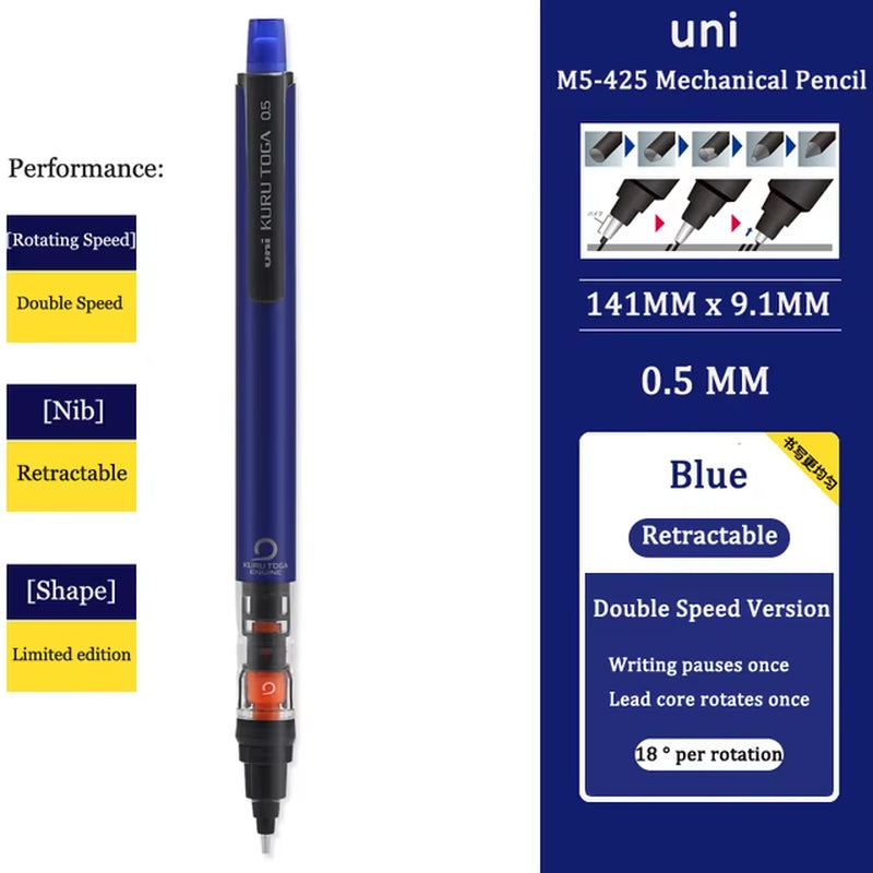 KURUTOGA Mechanical Pencil M5-452 Creative Writing Continuous Sketch 0.5Mm Lead Automatic Rotating Mechanical Pencil