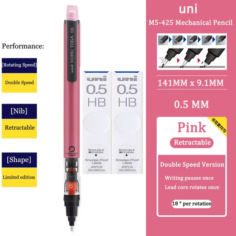 KURUTOGA Mechanical Pencil M5-452 Creative Writing Continuous Sketch 0.5Mm Lead Automatic Rotating Mechanical Pencil