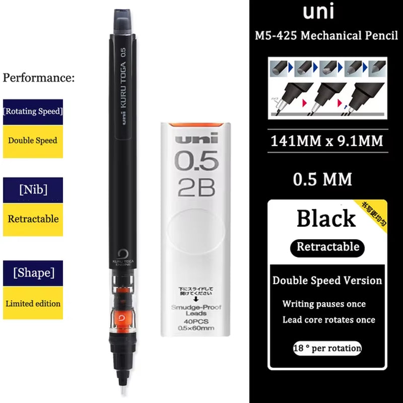 KURUTOGA Mechanical Pencil M5-452 Creative Writing Continuous Sketch 0.5Mm Lead Automatic Rotating Mechanical Pencil